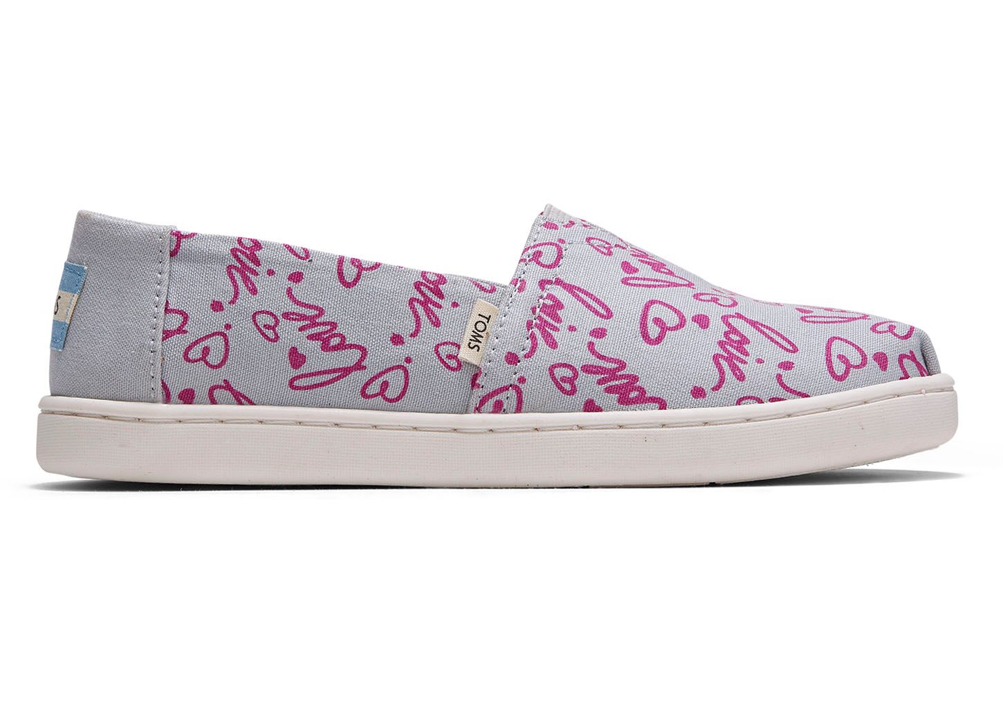 Toms Classics Love Print - Kids Alpargata Espadrilles - Grey - NZ - 489351PCU